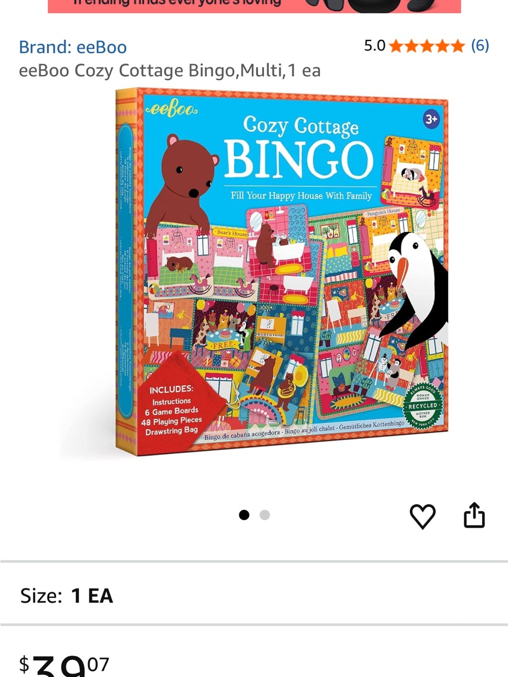 eeBoo Cozy Cottage Bingo Kids Game - Multi Color